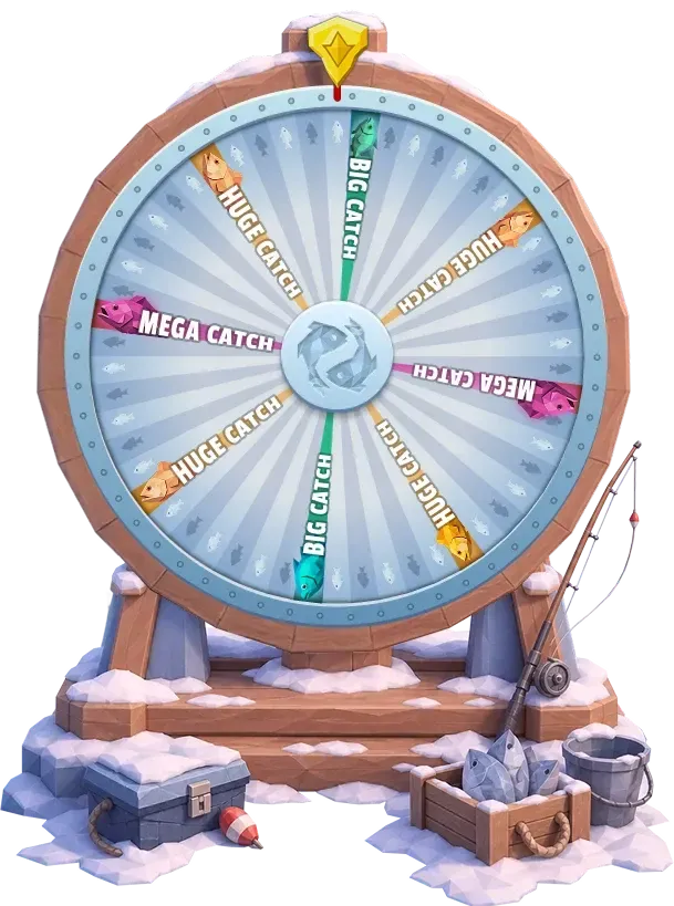 Fishing Time Slot Glücksrad mit Fisch-Sektoren und Bonus-Segmenten