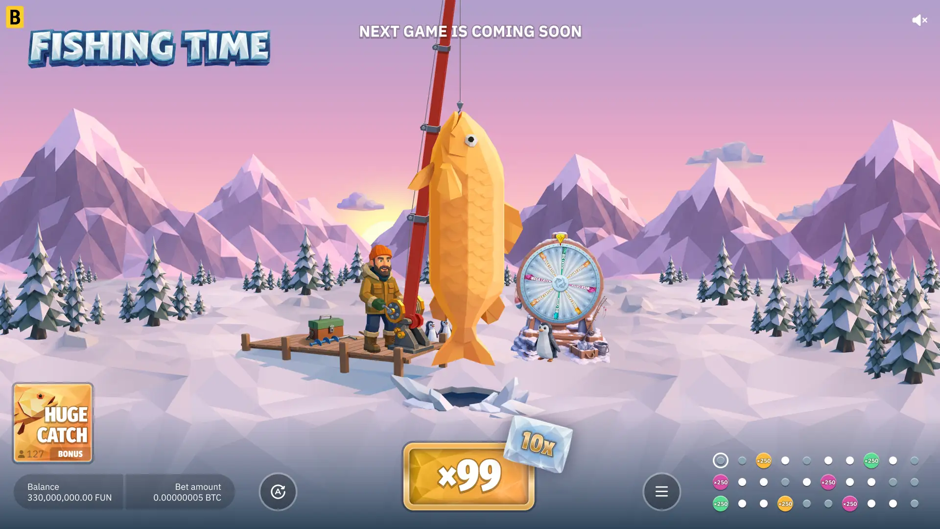 Fishing Time Slot Huge Catch Bonusspiel in Gelb